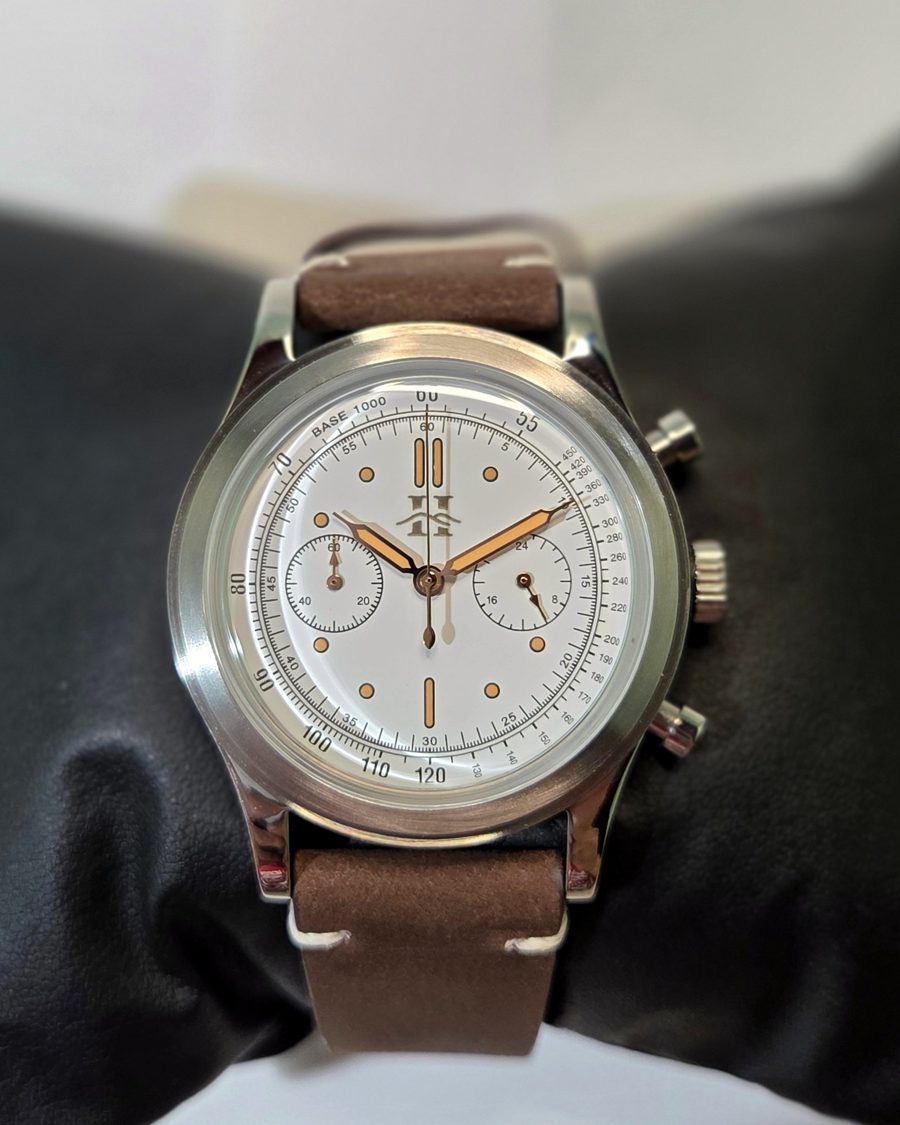 Wayfinder chronograph with a white dial